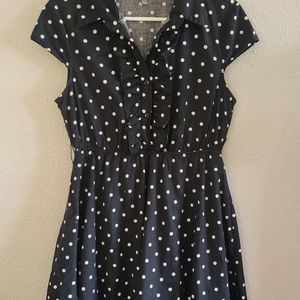 Bailey Blue, black and white polka dot, rockabilly-style dress large